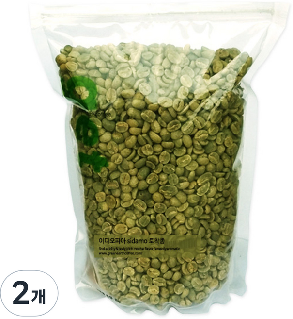 그린어쓰 이디오피아 sidamo 토착종 생두, 1kg, 2개