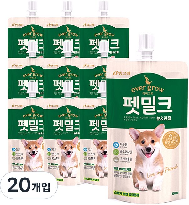 에버그로 강아지 펫밀크, 눈&관절, 150ml, 20개