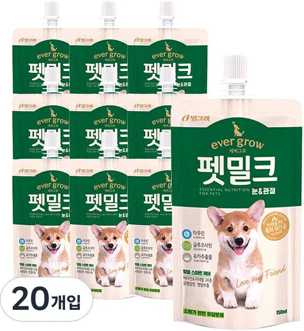 에버그로 강아지 펫밀크, 눈&관절, 150ml, 20개 - 쿠팡