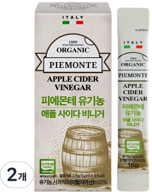피에몬테 애사비 유기농 사과식초 스틱, 2개, 225g