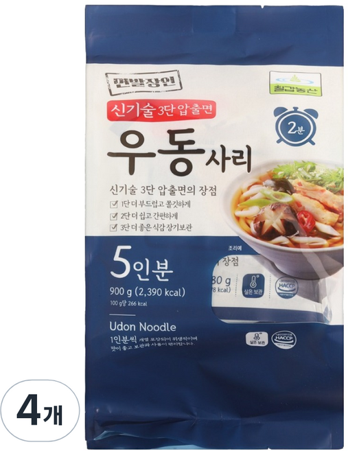칠갑농산 우동사리, 900g, 4개