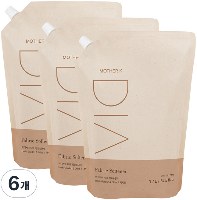 디아 유아 대용량 섬유유연제 리필, 1.7L, 6개