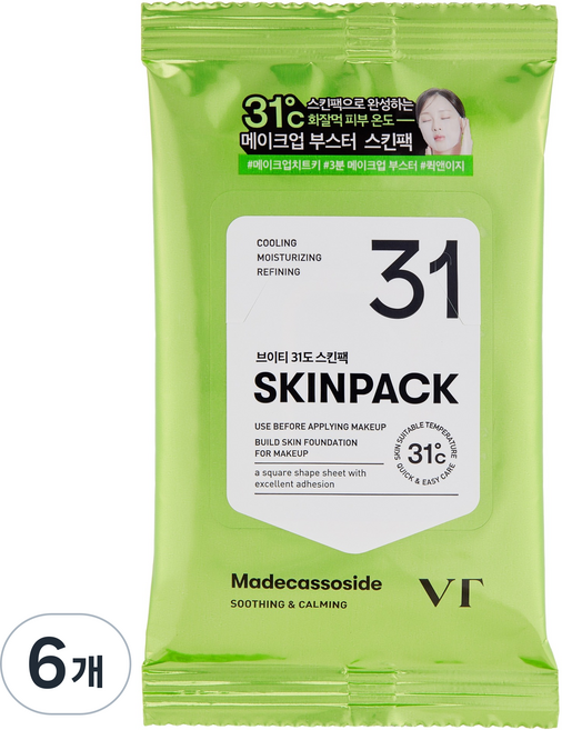 브이티코스메틱 수딩 31도 스킨팩, 6개, 30개입