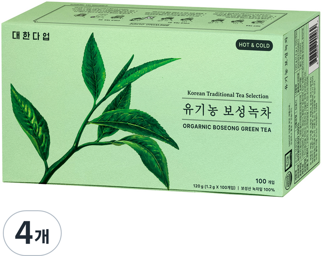 대한다업 유기농 보성녹차, 1.2g, 100개입, 4개