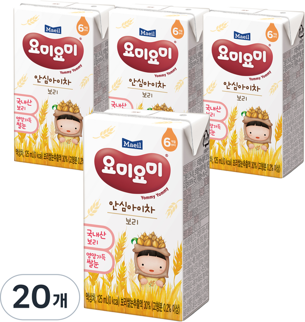 요미요미 안심아이차 보리, 125ml, 20개