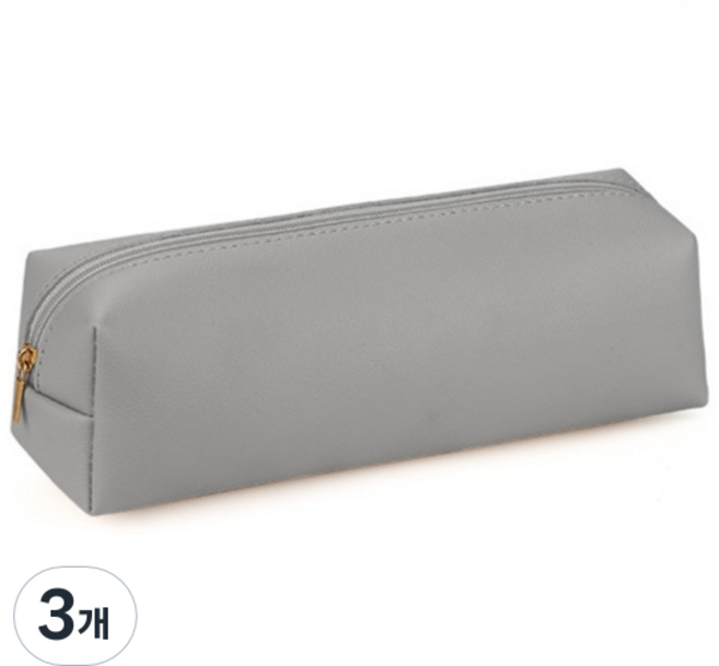 특별한상점 브러쉬 파우치 가죽필통, 그레이, 3개