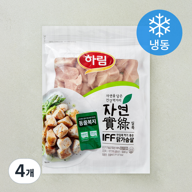 하림 동물복지 인증 자연실록 IFF 한입 닭가슴살 (냉동), 4개, 500g