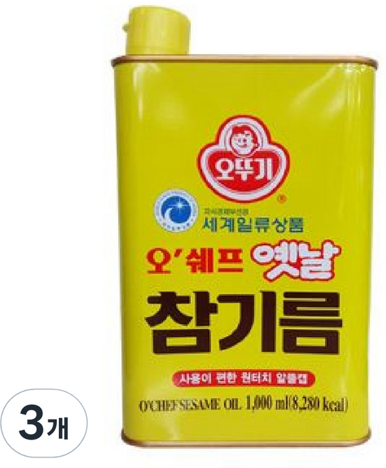 오뚜기옛날 오쉐프 참기름, 1L, 3개