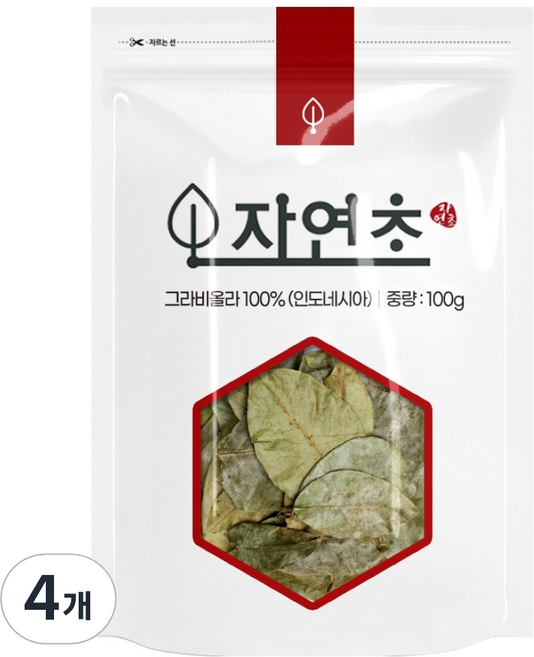 자연초 건조 그라비올라 잎, 100g, 4개