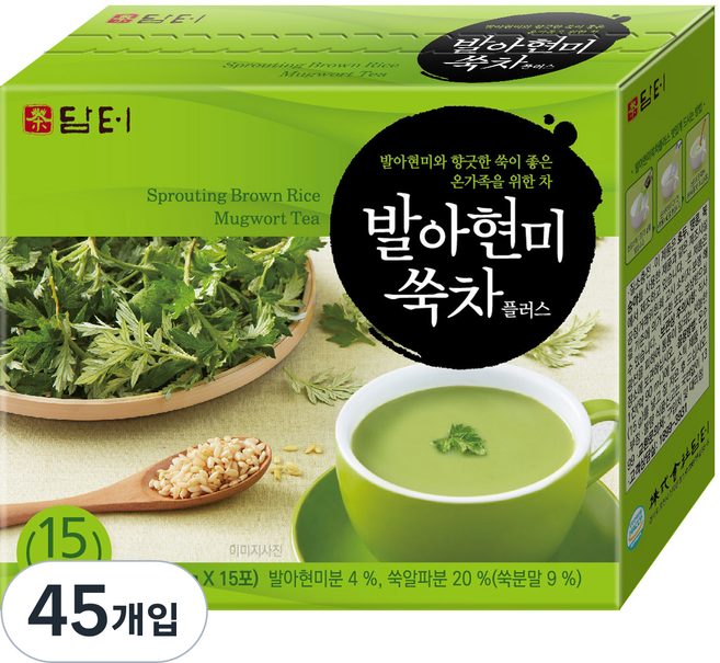 담터 발아현미 쑥차 플러스, 15g, 15개입, 3개