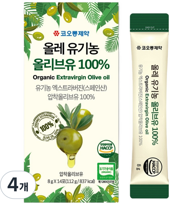 코오롱제약 올레 유기농 올리브유 100%, 112g, 4개