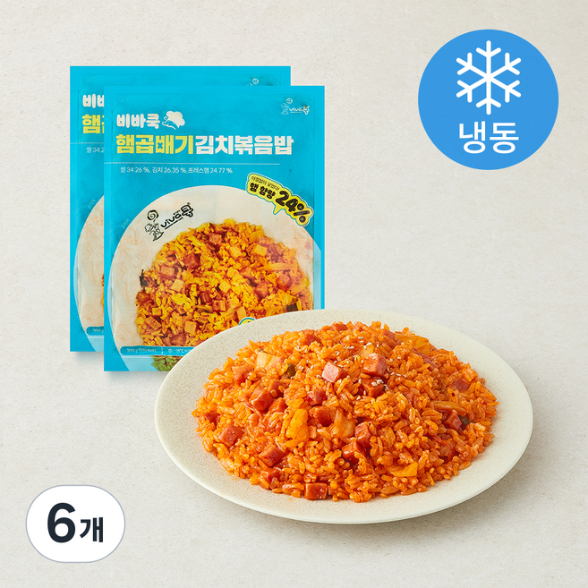 비바쿡 햄 곱빼기 김치 볶음밥 (냉동), 300g, 6개