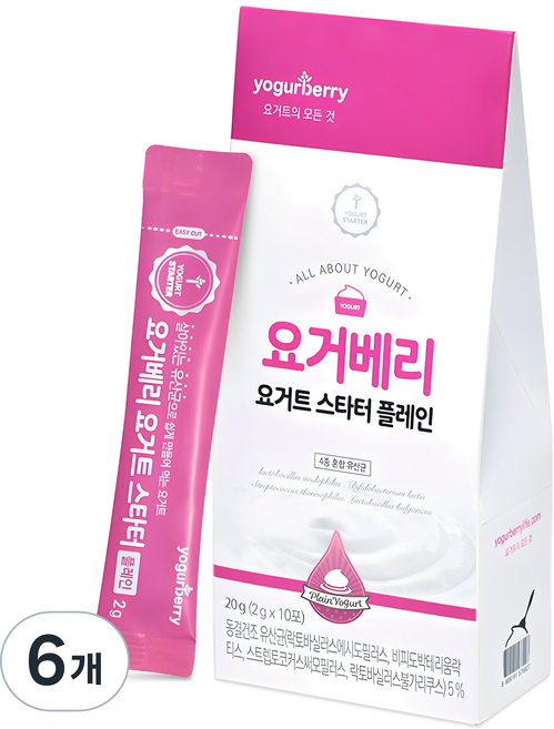 요거베리 스타터 플레인 요거트 파우더, 2g, 10개입, 6개