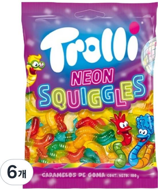 Trolli 霓虹軟蟲糖, 100g, 6個