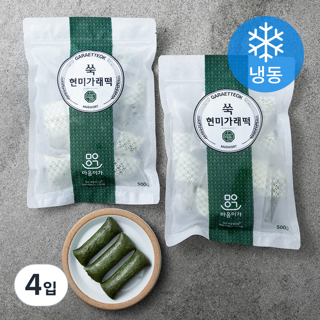 착한마을마음이가 쑥현미가래떡 (냉동), 500g, 1개입, 4개