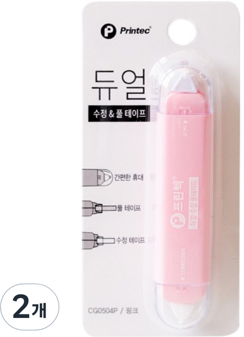 프린텍 듀얼 수정 풀테이프 CG0504P, 핑크, 2개