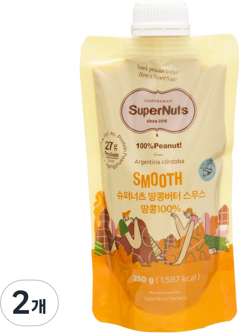 슈퍼너츠 땅콩버터 스무스, 2개, 250g
