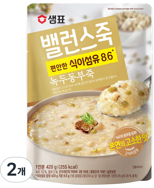 샘표 밸런스 녹두동부죽, 420g, 2개
