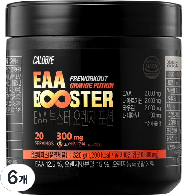 CALOBYE EAA 能量補充飲 柳橙口味, 320g, 6個