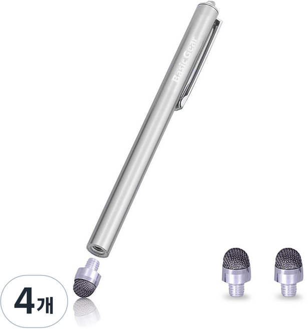 베이직기어 마이크로 터치펜, 실버, 4개