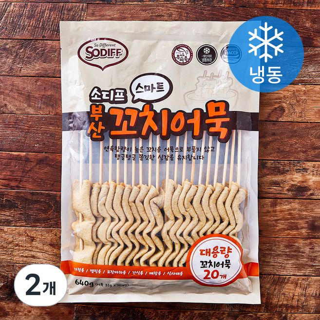 소디프 스마트 부산 꼬치어묵 (냉동), 640g, 2개