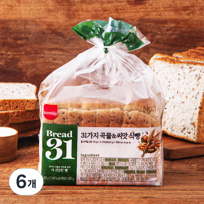 삼립 31가지 곡물 & 씨앗 식빵, 420g, 6개