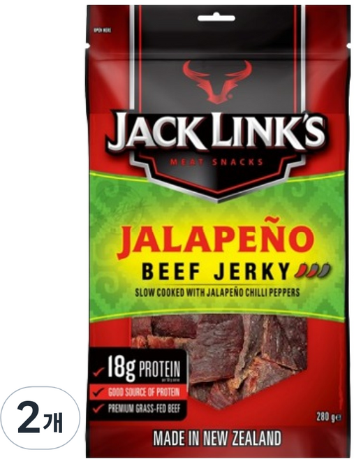 잭링크스 비프져키 할라피뇨, 280g, 2개