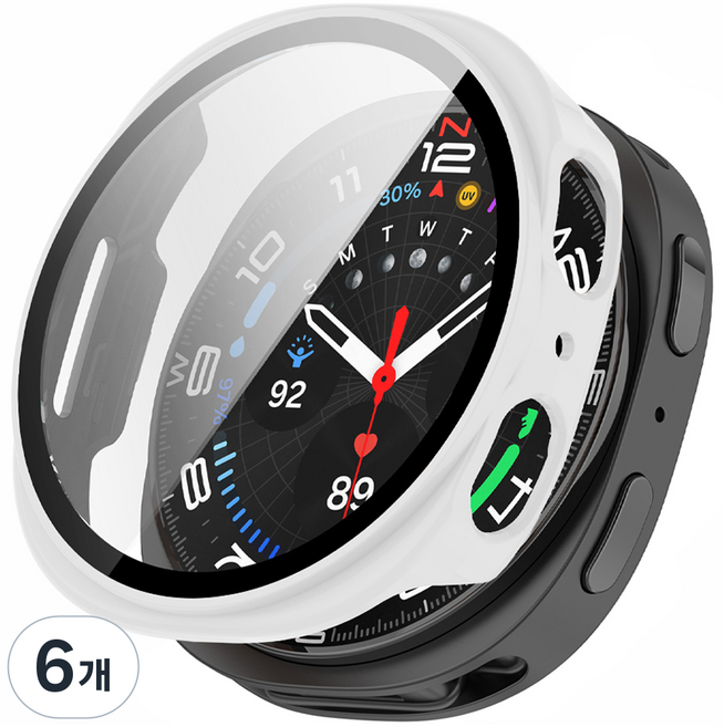 LuA lovel Galaxy Watch 螢幕保護鋼化玻璃全覆蓋保護殼, 白色