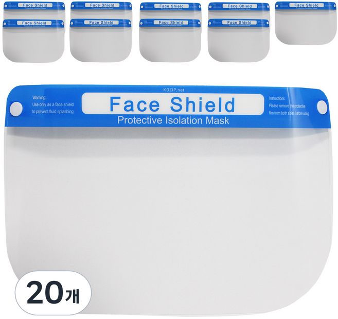 고집쟁이녀석들 페이스쉴드 안면보호 마스크 필름, 1개입, 20개
