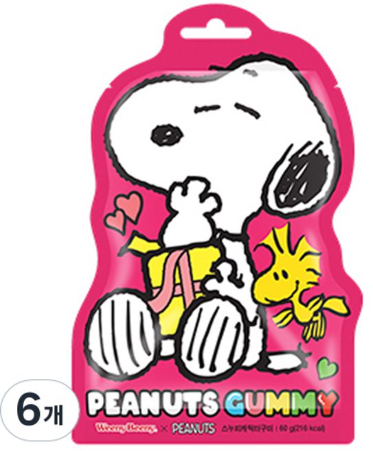 위니비니 피너츠 구미 패키지 믹스 젤리, 60g, 6개
