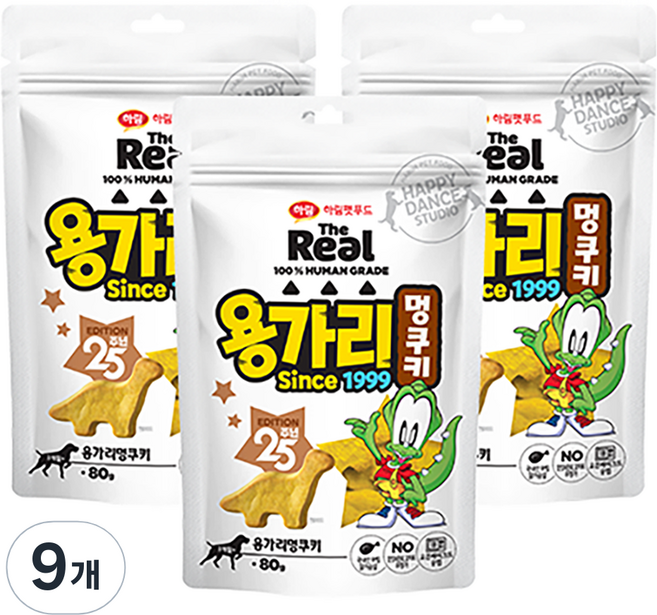 하림펫푸드 반려견 더리얼 용가리 멍쿠키 간식, 닭가슴살, 80g, 9개