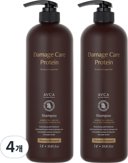아브카 극손상 케어 데미지 솔루션 단백질 샴푸, 1L, 4개