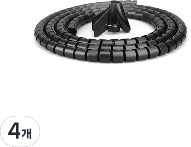 매직 전선 커버 2m, 4개, 블랙