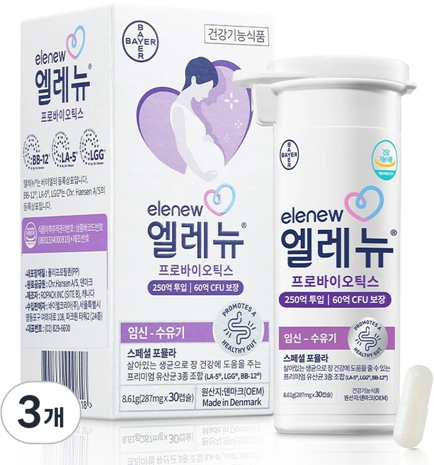 엘레뉴 프리미엄 임산부 유산균, 30정, 3개 - 쿠팡