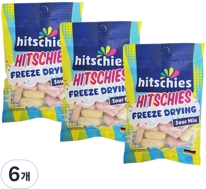 hitschies 希趣樂 凍乾脆皮水果軟糖 酸味綜合, 25g, 6包