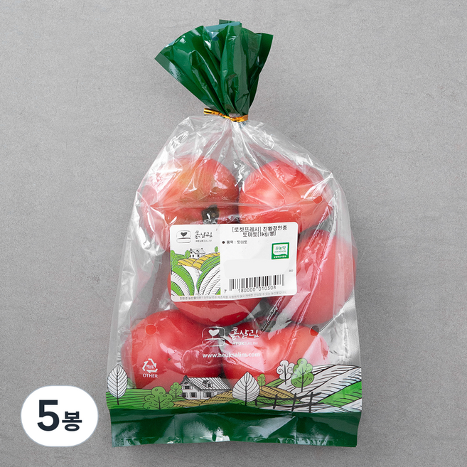 친환경 인증 완숙토마토, 1kg, 5봉