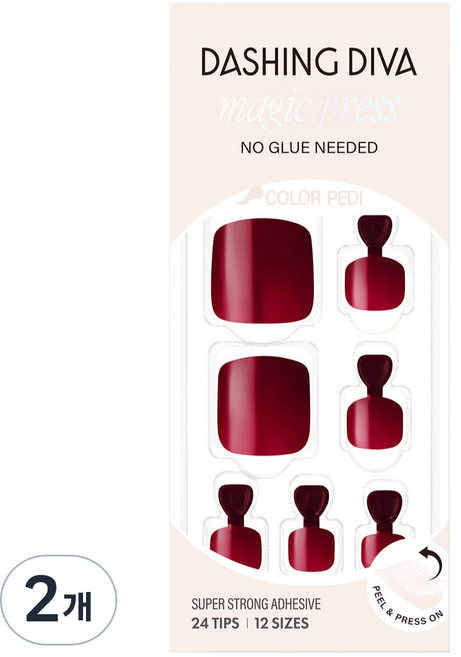 데싱디바 매직프레스 패디팁, 딥 레드, 2개