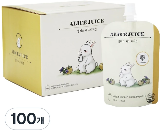 앨리스 배도라지 주스, 100개, 80ml - 쿠팡