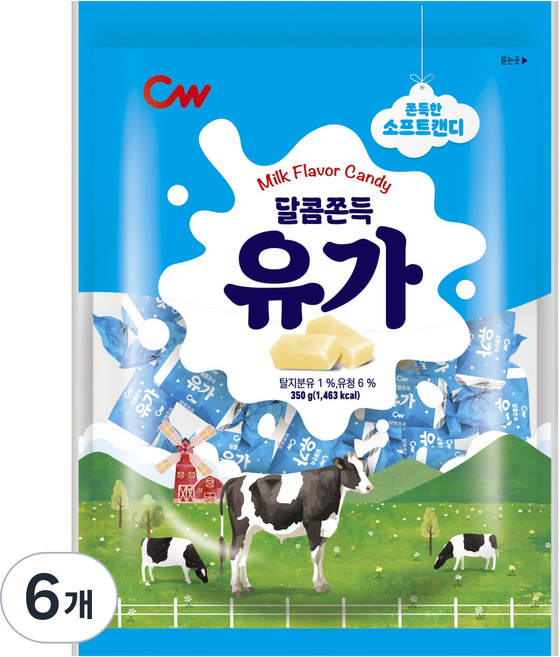 청우식품 유가 캔디, 350g, 6개