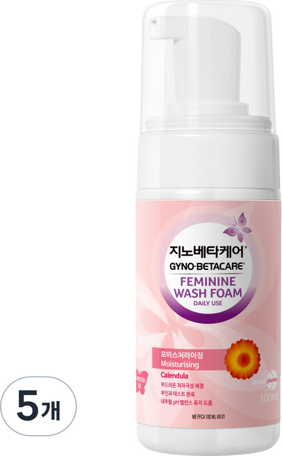지노베타케어 페미닌 워시 폼 데일리 유즈 카렌듈라 모이스처라이징 여성청결제, 100ml, 5개