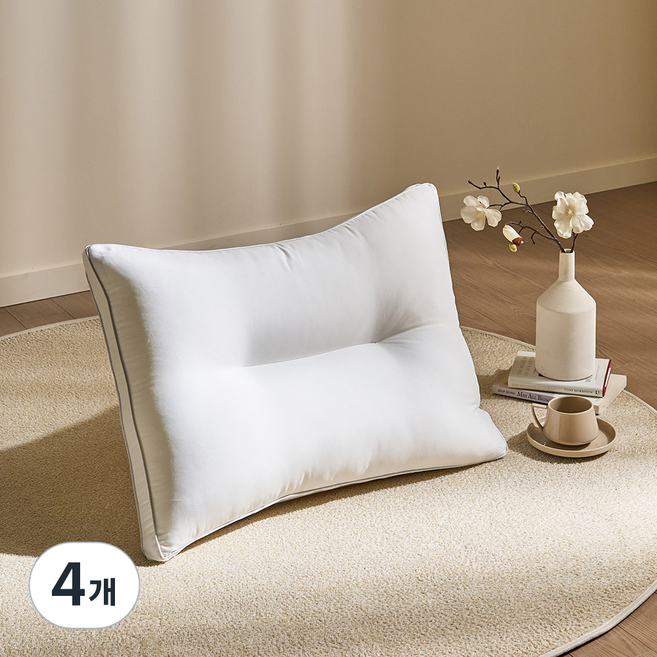 휴가드 커버가 필요없고 통째로 빨아쓰는 입체 경추 굽베개, 4개, 화이트