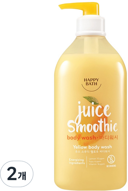 해피바스 주스스무디 옐로우 바디워시, 820g, 2개
