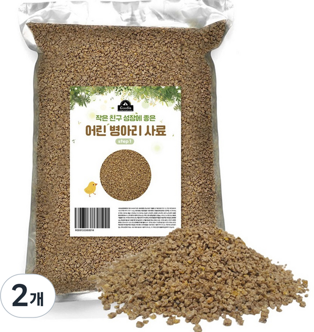 구딘 어린 병아리 사료, 1.5kg, 2개
