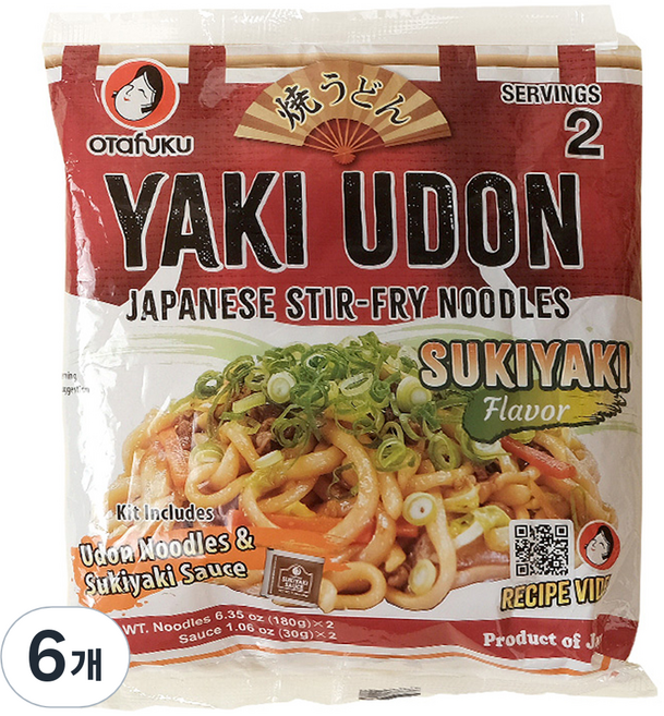 오타후쿠 야끼우동 스키야키 맛 2인분, 6개, 420g