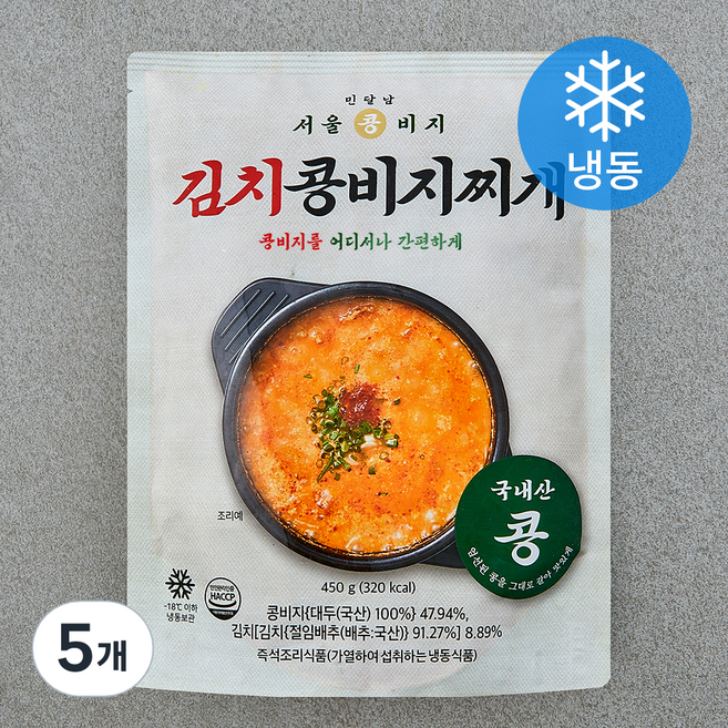 서울콩비지 김치 콩비지찌개 (냉동), 450g, 5개