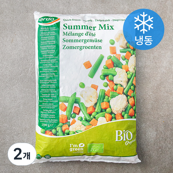 아르도 유기가공식품 인증 채소믹스 (냉동), 2.5kg, 2개