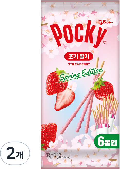 포키 딸기 막대과자 6p, 131g, 2개