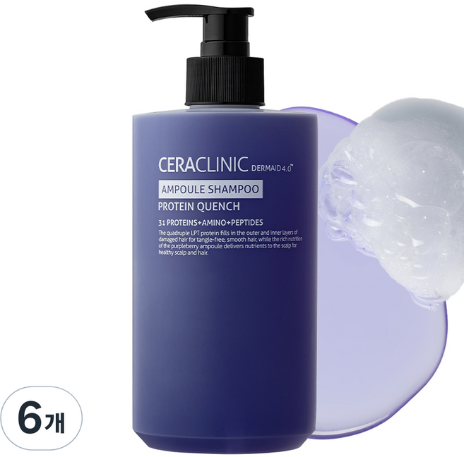 세라클리닉 더마이드 4.0 프로테인 퀀치 앰플 샴푸 복숭아꽃향, 6개, 500ml