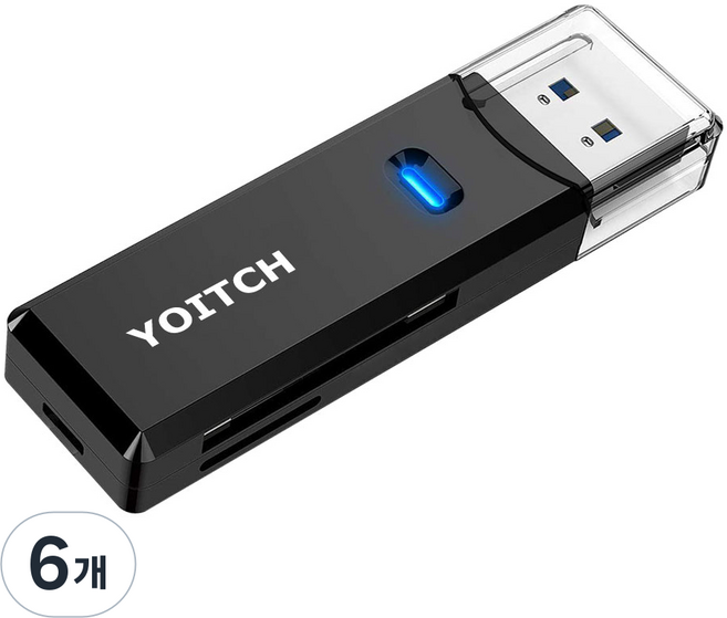 요이치 2in1 USB 2.0 메모리 카드리더기, CTC-CR200, 혼합색상, 6개