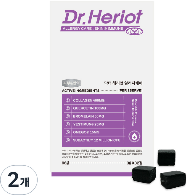 닥터헤리엇 강아지 알러지케어 영양제, 32정, 피부/피모+알러지, 2개